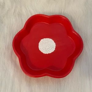 Hand-Painted Red Flower Tray